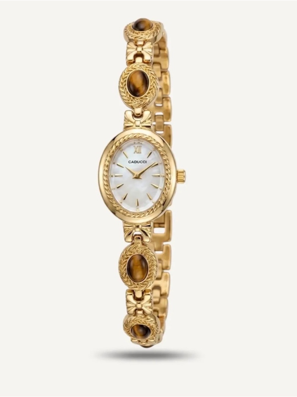 Gold-Tone Tiger's Eye Bracelet Watch